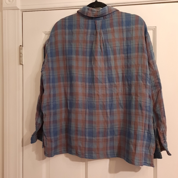 Free People X CP Shades Ruffle Plaid Buttondown NEW WITH TAG - Picture 4 of 5